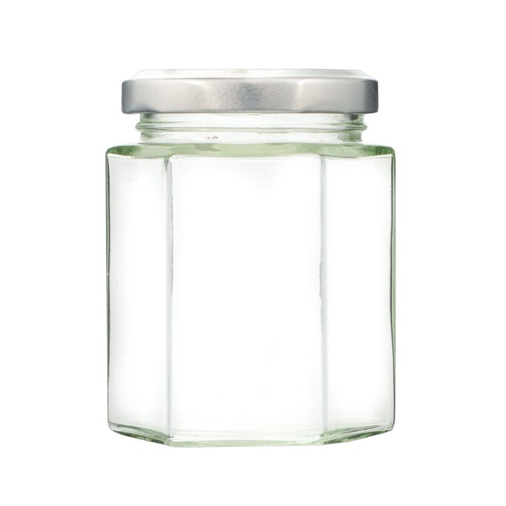 Paczka 12 szt słoiczków sześciokątnych 180 ml z zakrętką wzór A55