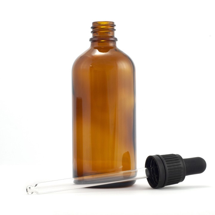 Butelka szklana brązowa 100ml z pipetą (1szt) - wzór BW34