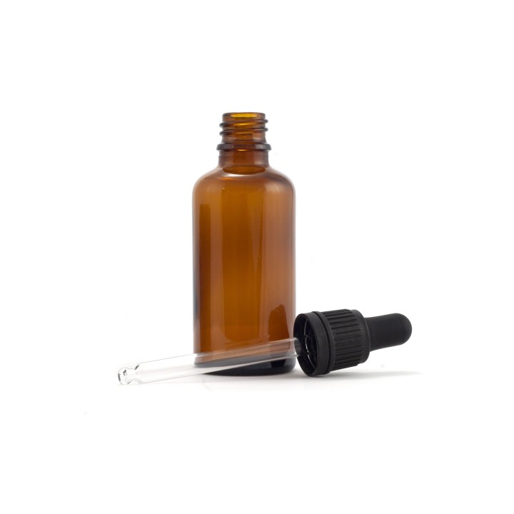 Butelka szklana brązowa 50ml z pipetą (1szt) - wzór BW35