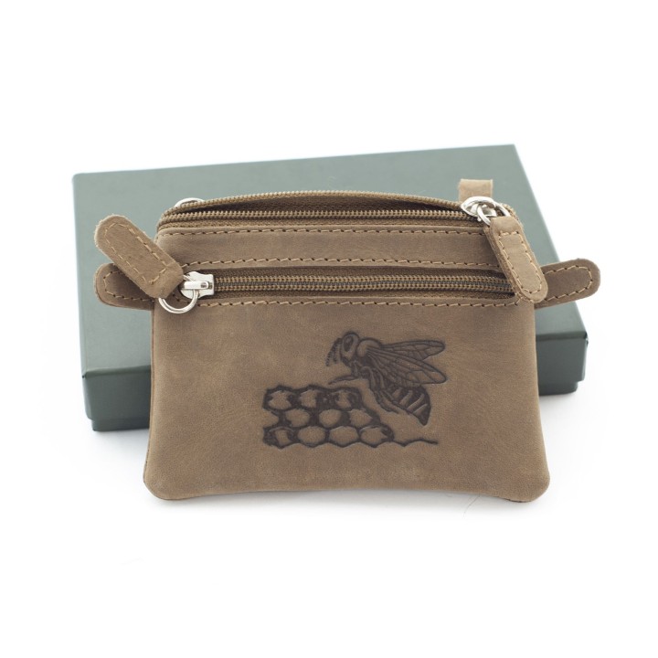 Etui skórzane na klucze z emblematem pszczoły PS1