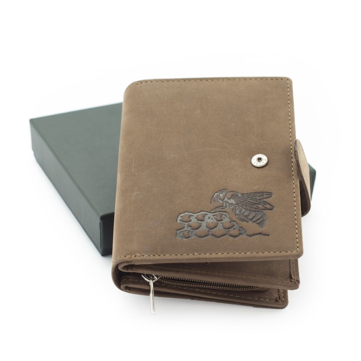 Portfel skórzany damski z emblematem pszczoły - PS3