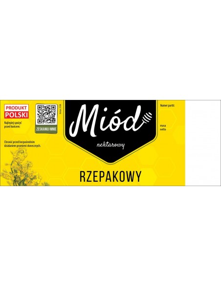 Paczka dużych etykiet na miód rzepakowy (100szt) - wzór E184