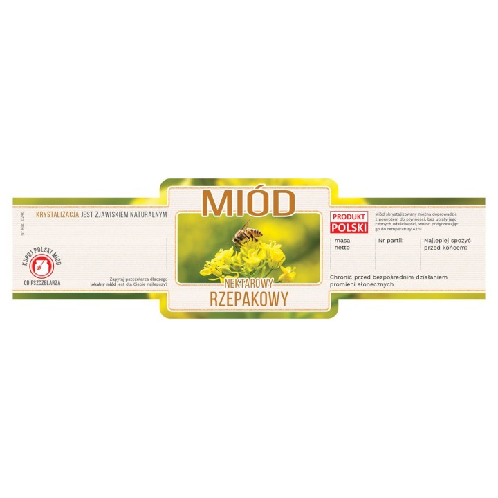 Paczka etykiet ozdobnych na miód rzepakowy (100szt) - wzór E246