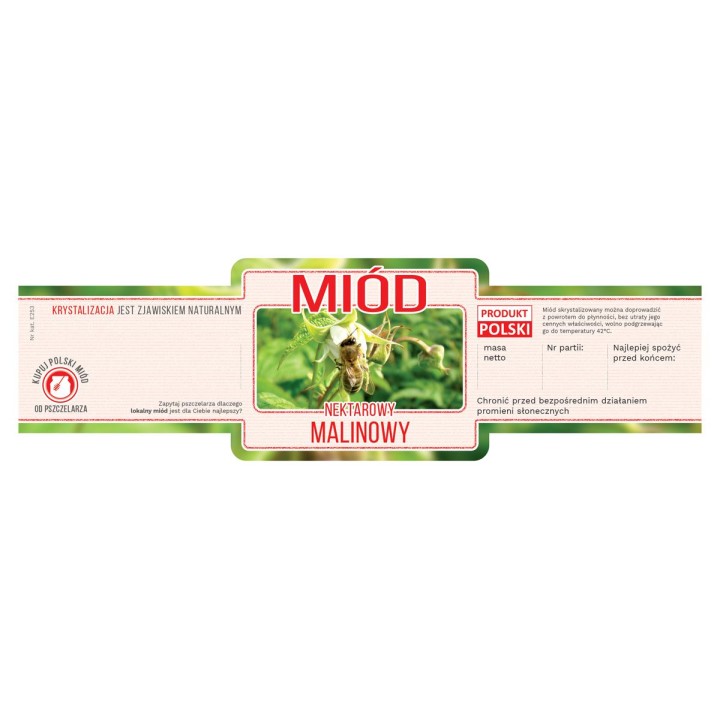 Paczka etykiet ozdobnych na miód malinowy (100szt) - wzór E236