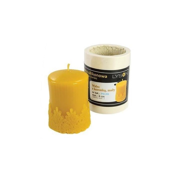 Silikonowa forma na świece - Walec z koronką - mały - wzór FS146