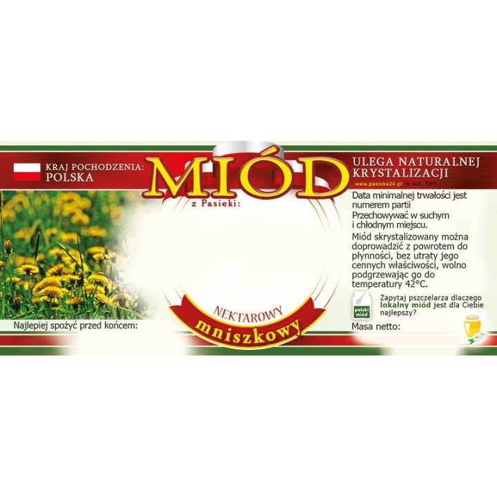 Paczka etykiet na miód mniszkowy (100szt) - wzór E51