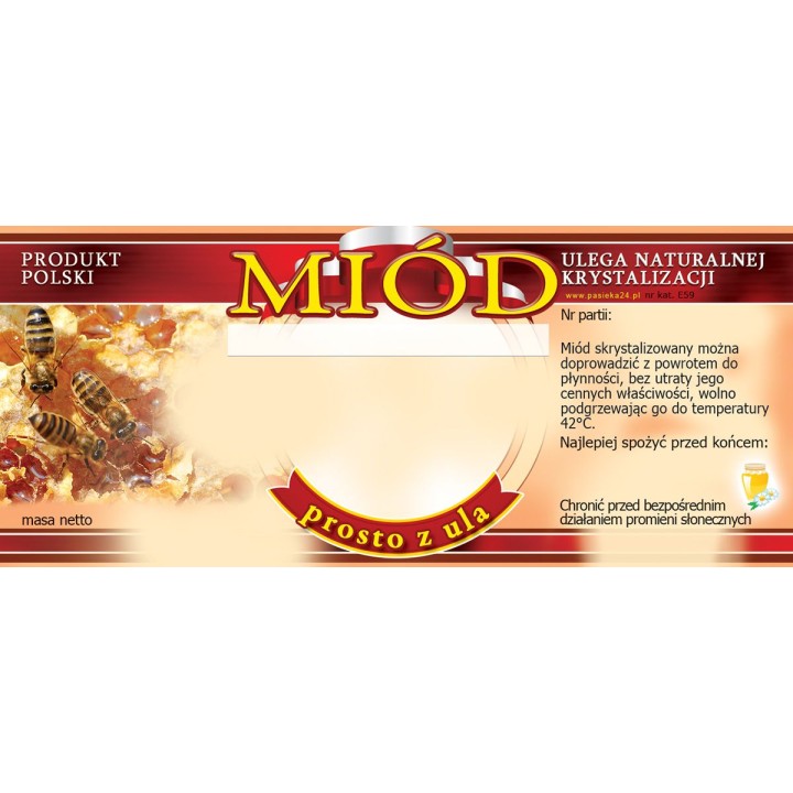 Paczka etykiet na miód - uniwersalna (100szt) - wzór E59