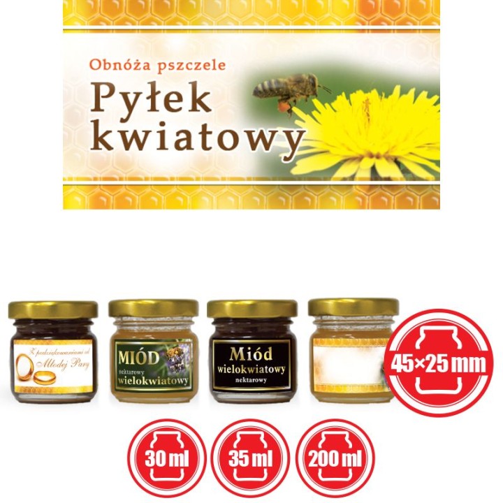 Paczka etykiet małych (pyłek kwiatowy) 100szt - wzór EM8