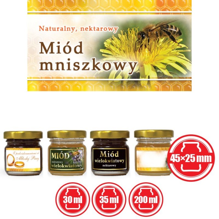 Paczka etykiet małych (miód mniszkowy) 100szt - wzór EM10