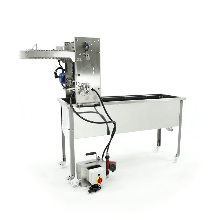 Stół do odsklepiania z odsklepiarką z podajnikiem łańcuchowym 230V, z obiegiem zamkniętym - Minima Line