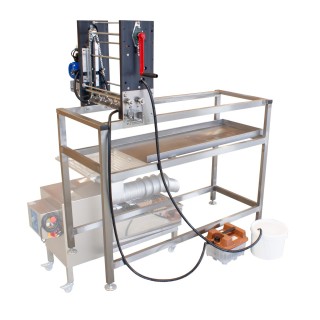 Stół do odsklepiania z odsklepiarką z podajnikiem ręcznym (na stelażu)