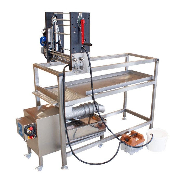 Stół do odsklepiania z odsklepiarką z podajnikiem ręcznym (na stelażu)