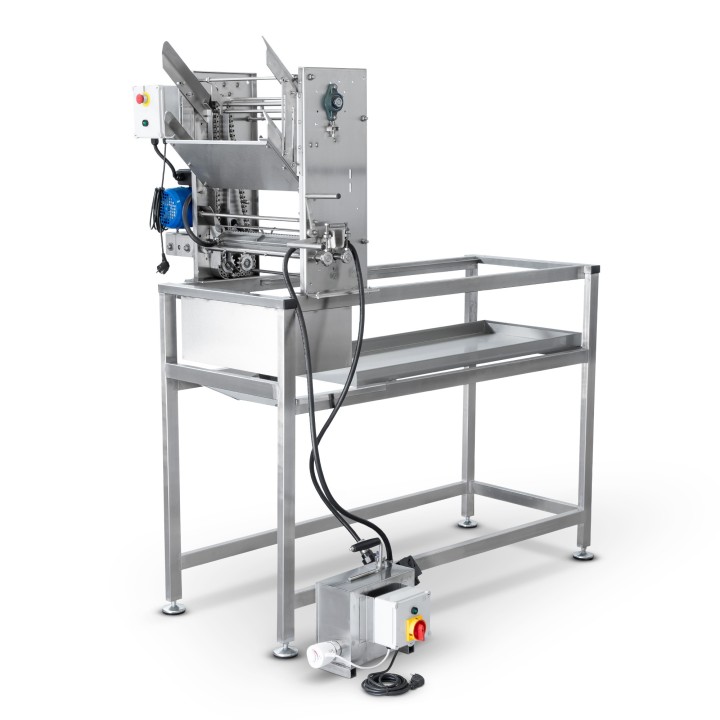 Stół do odsklepiania z odsklepiarką ze ślizgami 230V, z obiegiem zamkniętym, na stelażu - Minima Line