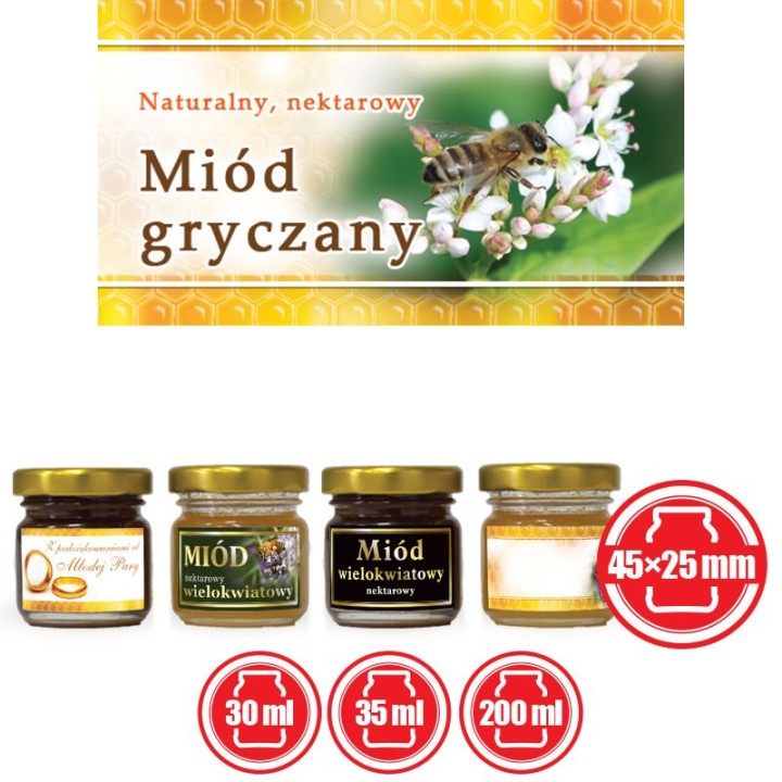 Paczka etykiet małych (miód gryczany) 100szt - wzór EM13