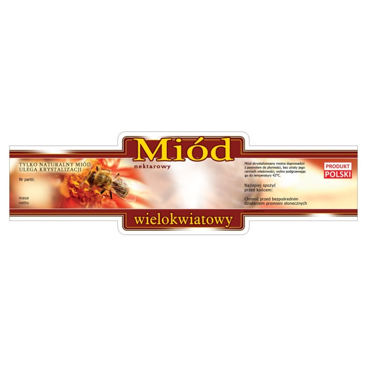 Paczka etykiet ozdobnych na miód wielokwiatowy (100szt) - wzór E213