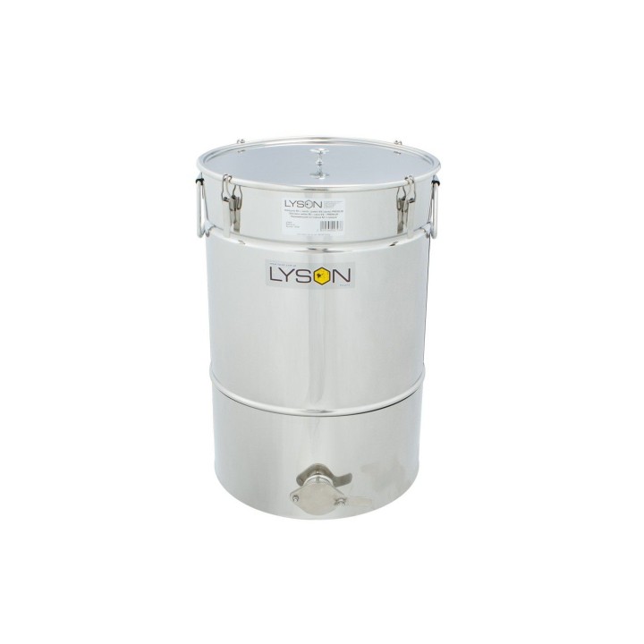Odstojnik nierdzewny 50 l / ~70 kg, zawór nierdzewny 6/4", uchwyty, stożkowe dno - PREMIUM - wzór W72P