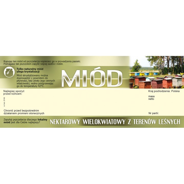 Paczka dużych etykiet na miód z terenów leśnych  (100szt) - wzór E156