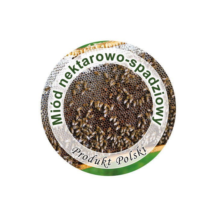 Paczka etykiet mini okrągłych nektarowo - spadziowy (100szt) - wzór EK13