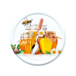 Paczka DUŻYCH nakrętek na słoiki z miodem (50szt) - wzór ND46