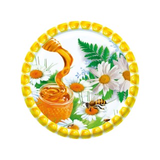 Paczka DUŻYCH nakrętek na słoiki z miodem (50szt) - wzór ND52