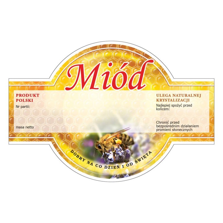 Paczka etykiet okrągłych na miód wzór uniwersalny (100szt) - wzór E251