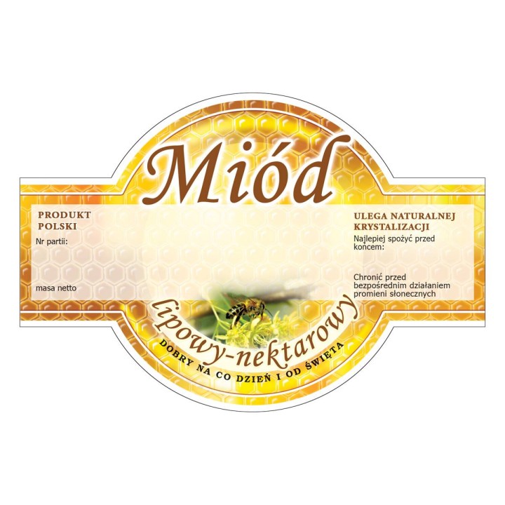 Paczka etykiet okrągłych na miód lipowy (100szt) - wzór E255