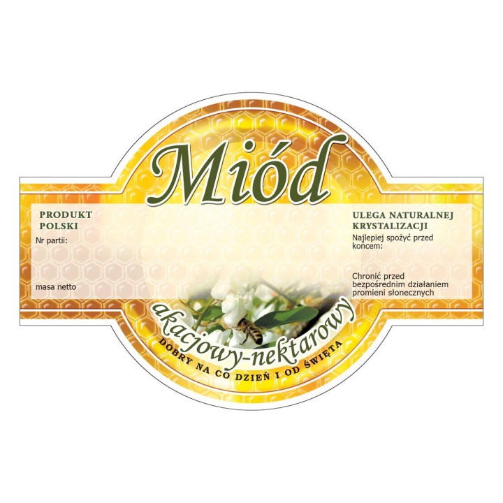 Paczka etykiet okrągłych na miód akacjowy (100szt) - wzór E256