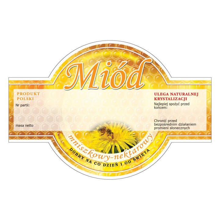 Paczka etykiet okrągłych na miód mniszkowy (100szt) - wzór E266