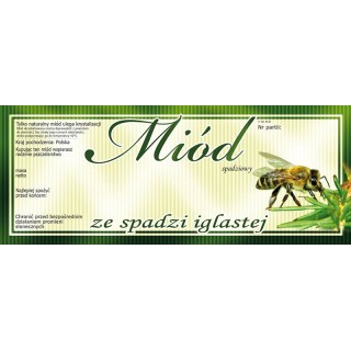 Paczka dużych etykiet na miód ze spadzi iglastej (100szt) - wzór E136