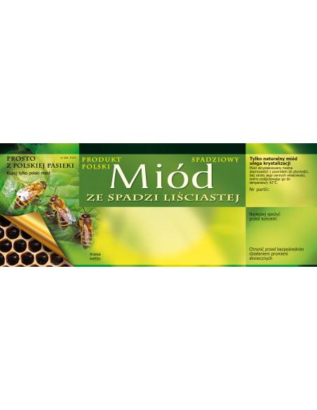 Paczka dużych etykiet na miód ze spadzi liściastej (100szt) - wzór E123