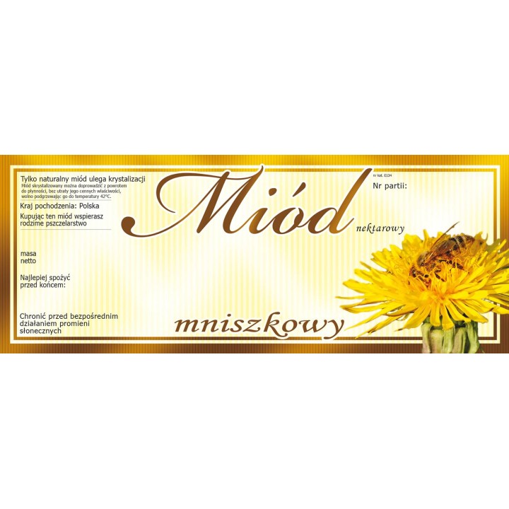 Paczka dużych etykiet na miód mniszkowy (100szt) - wzór E134