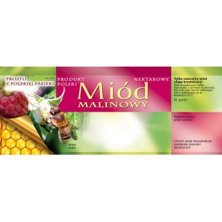 Paczka dużych etykiet na miód malinowy - wzór E126