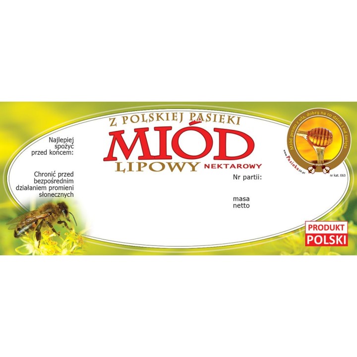 Paczka etykiet na miód lipowy (100szt) - wzór E63