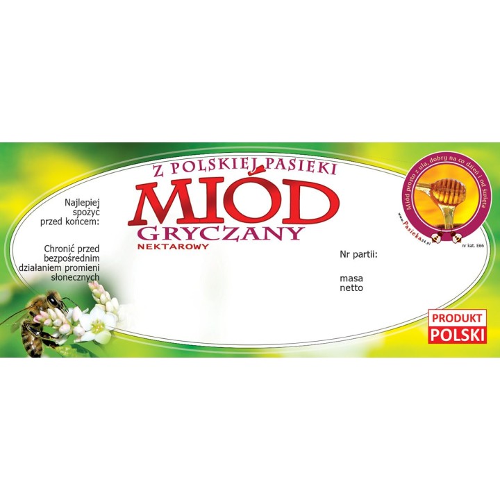 Paczka etykiet na miód gryczany (100szt) - wzór E66