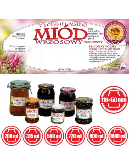 Paczka etykiet na miód wrzosowy (100szt) - wzór E72
