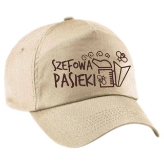 Czapka z daszkiem dla pszczelarski "Szefowa Pasieki", beżowa - CZA9