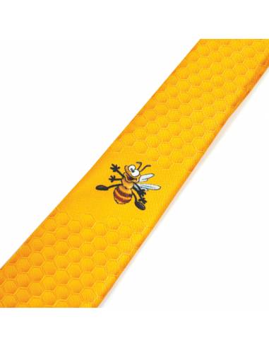 Krawat w motywie miodowym z pszczołą - KRAW3