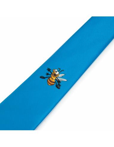 Krawat w kolorze niebieskim z pszczołą - KRAW5