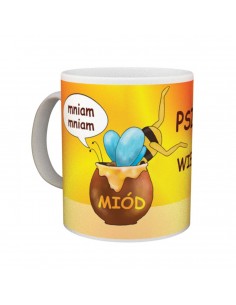 Kubek z motywem pszczelarskim "PSZCZÓŁKA WIE CO DOBRE" -...