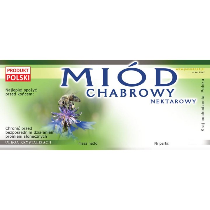 Paczka etykiet na miód chabrowy (100szt) - wzór E1047