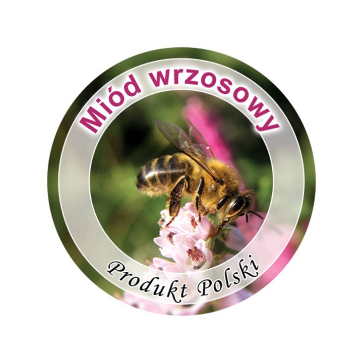 Paczka etykiet mini okrągłych na miód wrzosowy (100szt) - wzór EK9