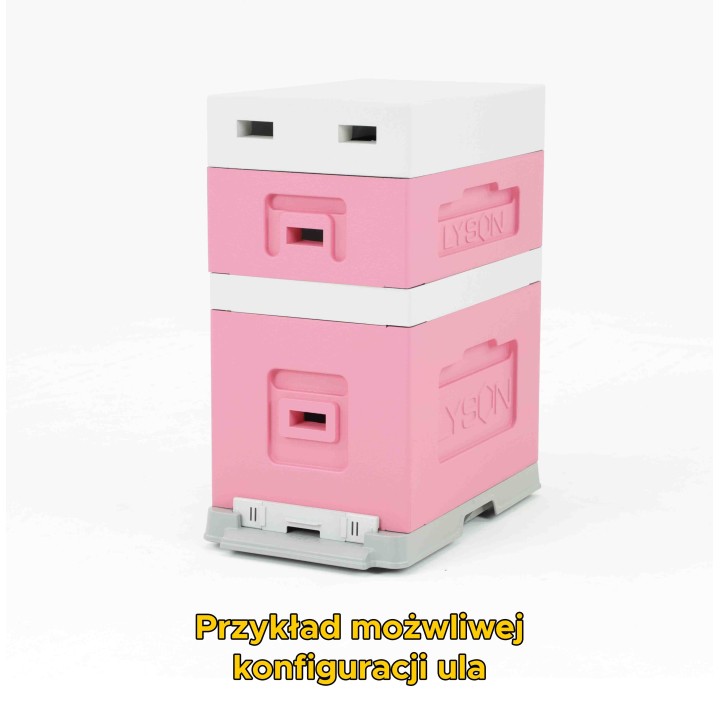 Ul 6-ramkowy z wręgami Wielkopolski malowany -  różowo-szary  (daszek, korpus, dennica plastikowa bez korków) - NOWOŚĆ - W1166_R