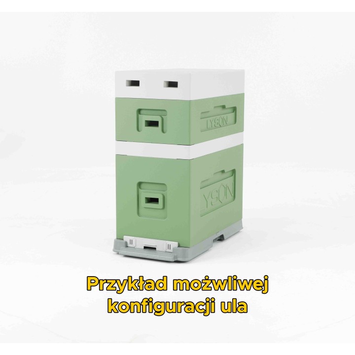 Ul 6-ramkowy z wręgami Dadant, malowany - zielono (seledynowo) - szary (daszek, korpus, dennica plastikowa bez korków) - W1161_Z