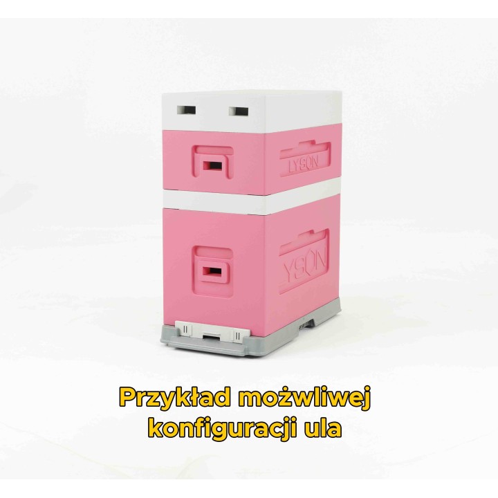 Ul 6-ramkowy z wręgami Dadant, malowany - różowo - szary (daszek, korpus, dennica plastikowa bez korków) - W1161_R