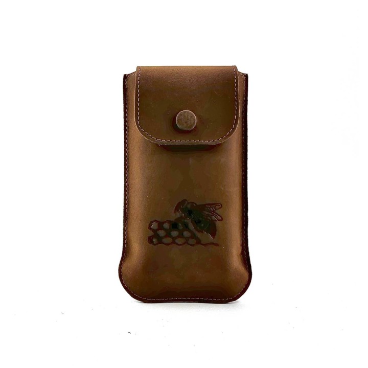 Etui na okulary skórzane z emblematem pszczoły - PS4