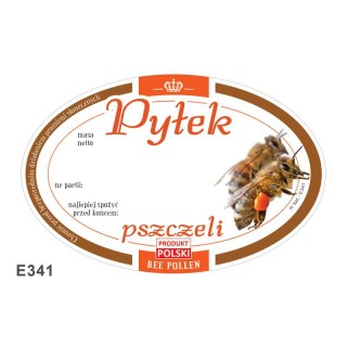 Paczka etykiet owalnych na pyłek pszczeli (100szt) - wzór E341