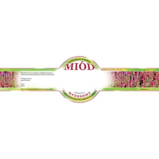 Paczka etykiet małych okrągłych na miód wrzosowy (100szt) - wzór E507