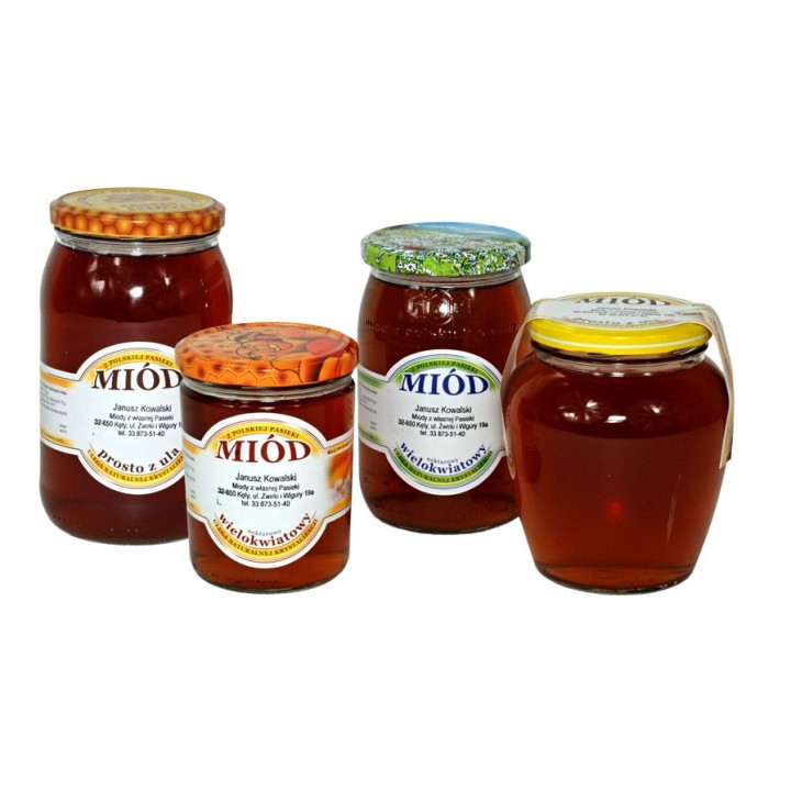 Paczka etykiet małych okrągłych na miód faceliowy (100szt) - wzór E512