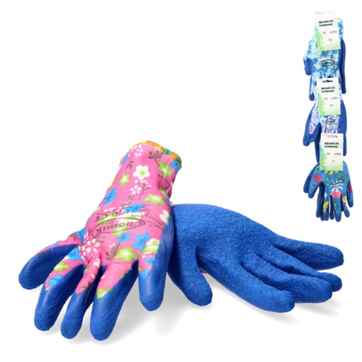 RĘKAWICE OCHRONNE "9" DZIANE Z POLIESTRU POKRYTE LATEKSEM