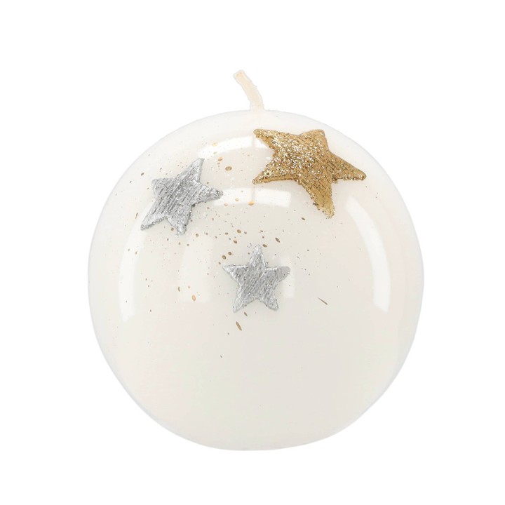 ŚWIECA BOŻONARODZENIOWA - KULA, TRZY GWIAZDKI, BIAŁA - ADP3590